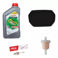 Kit Service Moto 110 Aceite Castrol Actevo +bujia+filtros 