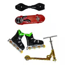 Juguete Miniatura Kit Monopatin Patines Patineta Dedos Skate