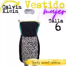 Calvin Klein Vestido Corto Color Block Animal Segunda Bazar