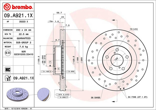 Discos Brembo Xtra Subaru Impreza 2.5 Awd 06 A 07 Del Par Foto 2