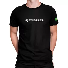 Camiseta Embraer Aviacao Bandeira Brasil Na Manga 