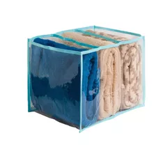 Colmeia Organizadora Gaveta Toalha Premium 3 Nichos 40x30x30 Cor Viés Azul