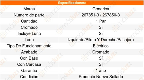 Set 2 Espejos Chevrolet Equinox 2016 Generica Foto 4