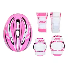 Set De Casco + Protecciones Infantiles Rider Pink Talla M