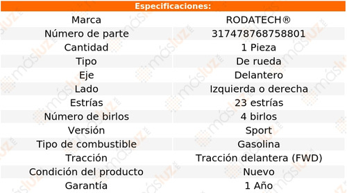 1- Maza Rueda Delantera Izq/der Clio L4 2.0l 05/08 Rodatech Foto 5