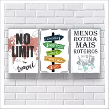 Kit 3 Placas Decorativas Frases Viaje (20cmx30cm Cada Placa)