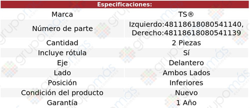 Par De Horquillas Delanteras Inferiores Ts Echo 2000 A 2005 Foto 2