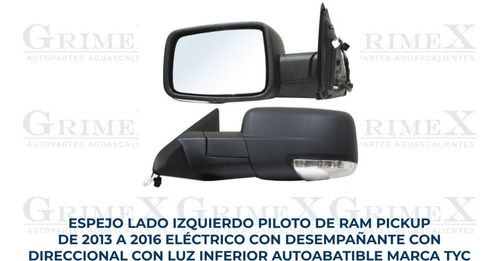 Espejo Ram Pu 2013-2014-2015-2016 Electrico Autoabatible Ore Foto 2