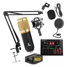 Kit Placa V8x Pro + Microfone Bm800 + Phantom Power 220v