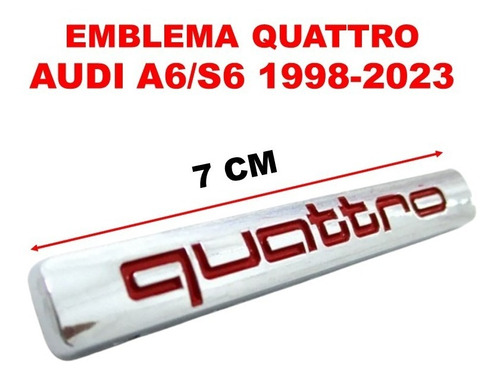 Par De Emblemas Quattro Audi A6/s6 1998-2023 Crom/rojo Foto 7