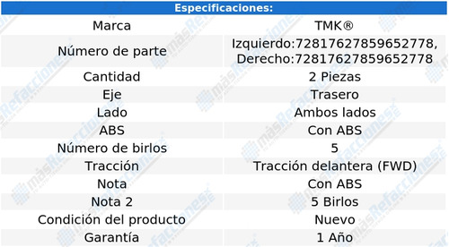 Par De Mazas Traseras Con Abs C30 L4 1.6l De 2011 A 2012 Tmk Foto 2