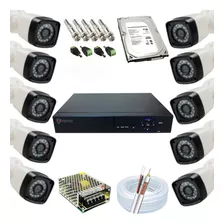 Kit Vigilância 10 Câmeras Ahd 1.0 Megapixel 24 Leds 720p Dvr 16ch P2p