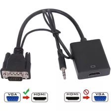 Cable Convertidor De Vga A Hdmi Macho Con Audio Full Hd 1080