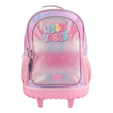 Mochila Escolar Carro Trendy Con Ruedas Color Rosa Diseño De La Tela Liso