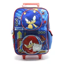 Mochila Escolar Cresko Sonic 18 Pulgadas Carrito Rueditas Color So321