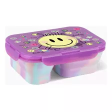 Lunchera Plegable Con Dos Compartimentos Footy. Color Smile Violeta