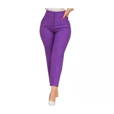 Pantalon De Vestir Con Pinzas Tiro Alto Colores Basicos