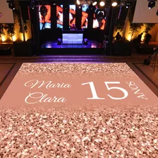 Pista De Dança 15 Anos Debutante Glitter Rosé Gold 3x3m