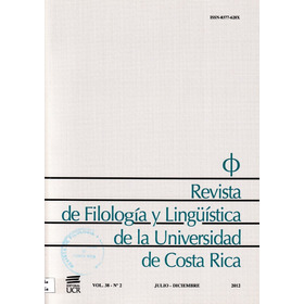 Revista De FilologÃ­a Y LingÃ¼Ã­stica De Ucr. Volumen 38, NÃºm 2