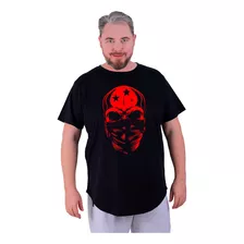Camiseta Longline Plus Size Mxd Conceito Básica Lazer Skull