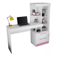 Escrivaninha Notável Móveis Mesa Office Nt 2010 Mdp De 1320mm X 1370mm X 380mm Branco/rosa