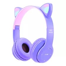 Fone De Ouvido Gatinho Bluetooth Infantil Led Menino Menina