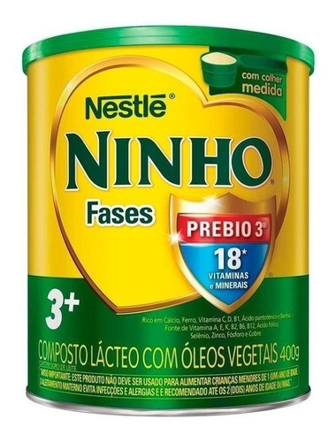 Fórmula Infantil Em Pó Nestlé Ninho Fases 3+  Em Lata De 400g Por 8 Unidades - 3  A 5 Anos