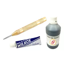 Kit De Trazado Punzón Automatico + Tinta + Azul De Prusia 