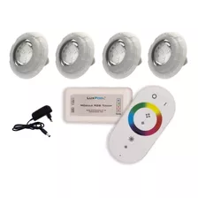 Kit Led Piscina - Controle Touch + 4 Leds Rgb + Fonte 12v