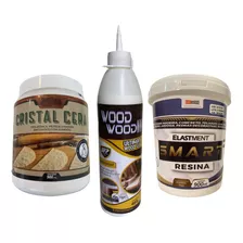 Cola Wood Wood + Smart Resina 900 Ml+ Cristal Cera