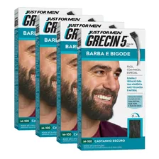 Kit 4 Tintura Grecin5 Gel Barba E Bigode 28g Castanho Escuro