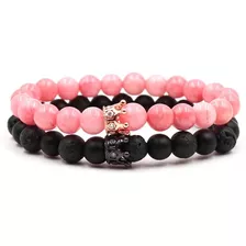 Conjunto Pulsera Hombre Mujer Piedras Corona Onix Pareja