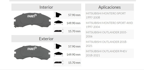 Balata Delantera Mitsubishi Montero Sport 4wd 97-04 Foto 5