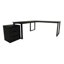 Conjunto Mesa Em L P/ Escritório 150x150 Oferta 3 Gavetas