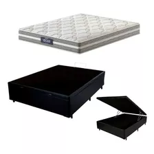 Cama Box C/ Baú Casal + Colchão Mola Ensacada Probel Vegas