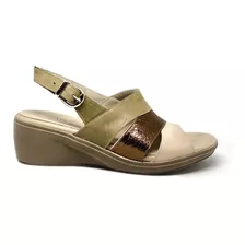 Sandalia De Cuero Taco Chino Verde Mujer