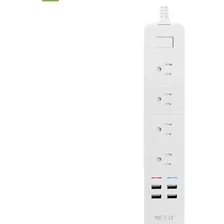 Regleta Inteligente Wifi Nexxt, Google Alexa / 4 Tomas 4 Usb Color Blanco