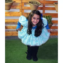Vestido Festa Junina Caipira Azul Chique Infantil 
