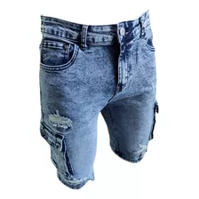 Shorts Bermuda Cargo De Mezclilla Hombre