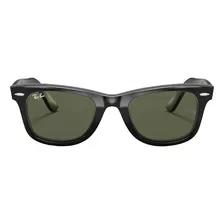 Anteojos De Sol Ray-ban Wayfarer Original Classic Large Con Marco De Acetato Color Polished Black, Lente Green De Cristal Clásica, Varilla Polished Black De Acetato - Rb2140