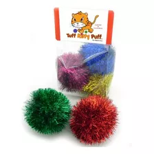 Juguete - Jumbo Sparkle Ball Tuff Kitty Puff Cat Toy -6 Pak