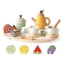 Pairpear Juguetes De Madera Juego De Fiesta De Té, Juego De 