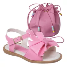 Kit Sandalia Feminina Sandalinha Infantil Com Bolsa Saco