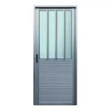 Puertas Exterior De Aluminio Y Vidrio Serie 30 Color Plateado Derecha