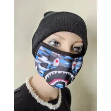 2 Cubre Bocas Bape Mask Shark Tiburon Camuflaje Color Elegir