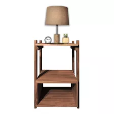 Mesa De Luz Cubo Con Estante Y Patas Altas Sajo Moderno Madera Cedro