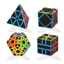 Kit 4 Cubo Mágico Profissional Megamix Pyraminx Skewb Square