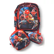 Mochila Spiderman Hombre Araña Con Lonchera Termica Combo 3 Piezas