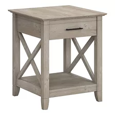 Bush Furniture Key West End Table With Storage, Washed Gray