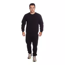 Conjunto De Moletom Masculino Blusa Calça Sem Estampa Preto